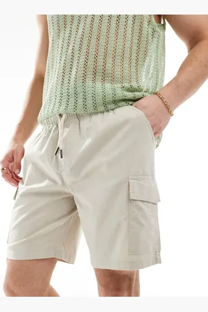 Brave Soul Beige cargoshorts i let bomuld med elastisk linning