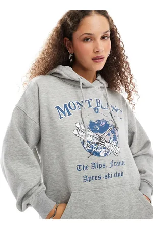 Daisy Street Grå og oversized hættetrøje med Mont Blanc-print