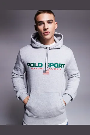 Ralph Lauren Sports Capsule - Grå hættetrøje med logo - Del af sæt