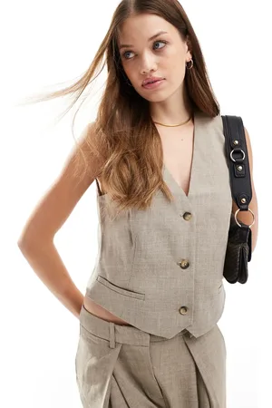 VERO MODA Aware - Gråbrun og meleret vest med tekstur - Del af sæt