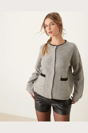 JDY Grå cardigan med perleknapper