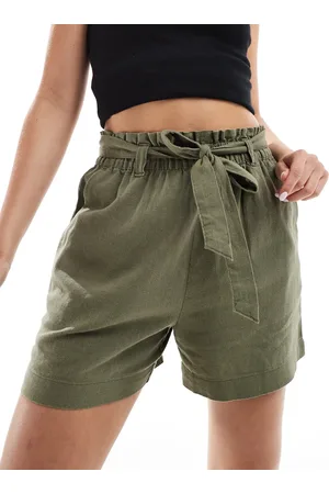 JDY Kaki shorts med bindebånd i taljen - Del af sæt-Grøn