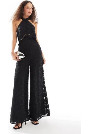 ASOS Jumpsuit med halterneck og vide ben i jacquard