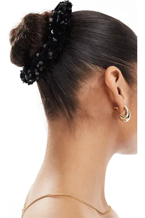 Pieces® XL-scrunchie i velour med pailletter