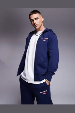 Ralph Lauren Sports Capsule - Marineblå hættetrøje med logo