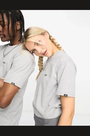 Vans Gråmeleret unisex-T-shirt med logo på venstre bryst