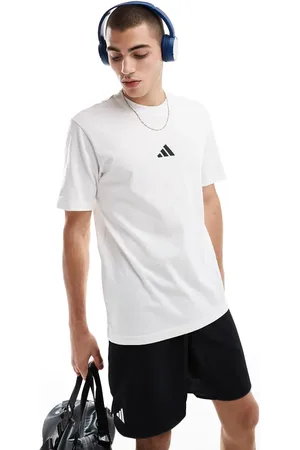 adidas Essentials - Hvid T-shirt med lille logo i jersey