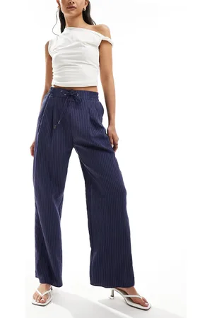 River Island Stribede bukser med vidde i poplin