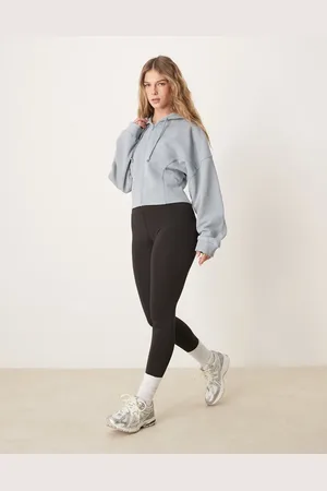 ASOS Vasket blå hættetrøje med sømdetaljer og gennemgående lynlås