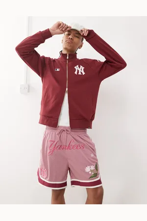 New Era NY Yankees - Pink shorts med tekst foran og blomstermønster i mesh