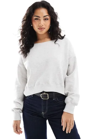 Hollister Grå boyfriend-sweatshirt med offshoulder-snit