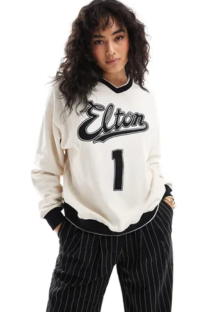 Cotton On Cotton On - Klassisk hvid sweatshirt med rund hals og grafisk Elton John-print