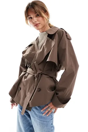 ASOS Oversized og trenchcoat i kort længde med bælte-Sort