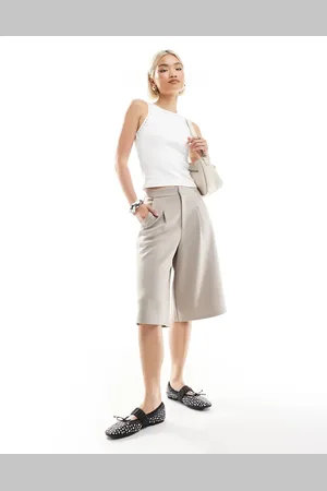 ASOS Bermudashorts med vide ben i jersey-twill-Neutral