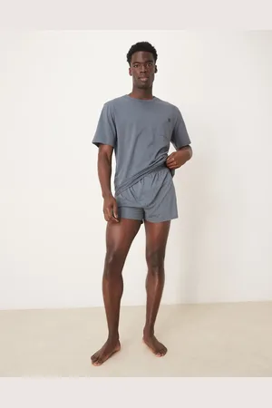 Calvin Klein Modern Cotton - Blågråt lounge-sæt med T-shirt og boksershorts