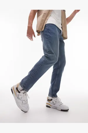 Topman Tapered stretch-jeans i mellemvask-Blå