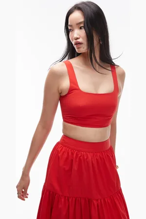Topshop Croptop i taft med firkantet hals - Del af sæt