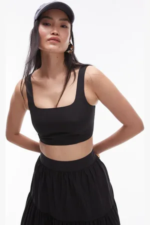 Topshop Croptop i taft med firkantet hals - Del af sæt