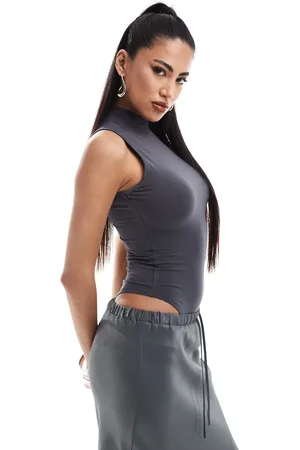Simmi London SIMMI - Figursyet bodystocking med høj hals i -Neutral