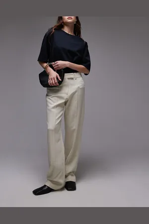 Topshop Lysegule bukser med smalle ben og pintucks