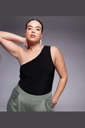 ASOS ASOS DESIGN Curve - Tætsiddende oneshoulder-bodystocking i dobbeltlag
