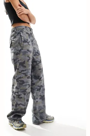 COLLUSION Posede pull-on-skaterbukser med justerbar talje og camouflage-print-Multifarvet