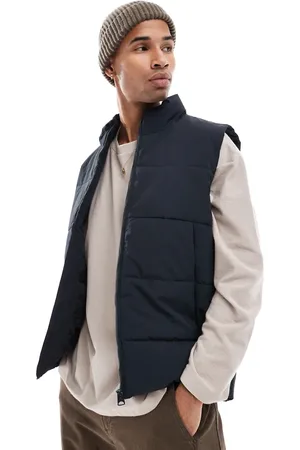 Only & Sons Marineblå og polstret vest med ståkrave