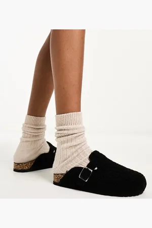 Glamorous Sorte mules i teddy