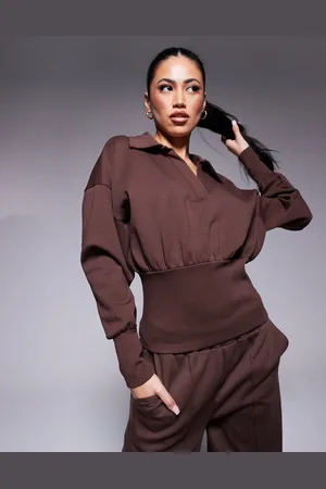 ASOS Chokoladebrun sweatshirt med indsyet talje og interlock