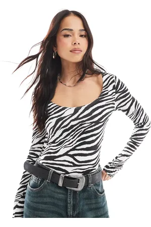 Miss Selfridge Bodystocking med zebraprint-Multifarvet
