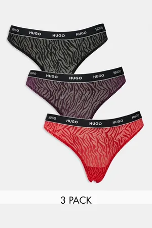 HUGO BOSS HUGO - Bodywear - Pakke med 3 røde/sorte G-strenge i blondestof