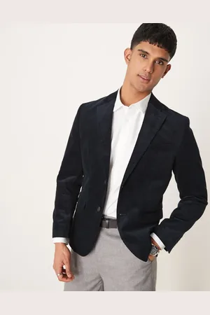SELECTED Marineblå enkeltradet blazer i jernbanefløjl