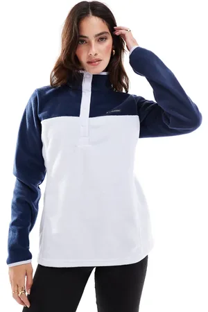 Columbia Benton Springs II - Collegemarineblå og hvid pull over-fleece med knapstolpe i halsen