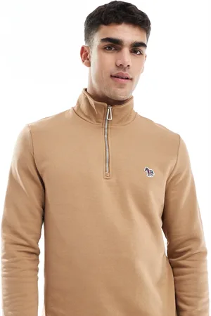 Paul Smith Gyldenbrun sweatshirt med halv lynlås og zebra-ikonlogo
