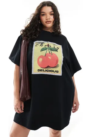ASOS ASOS DESIGN Curve - oversized T-shirt-minikjole med grafik-Multifarvet