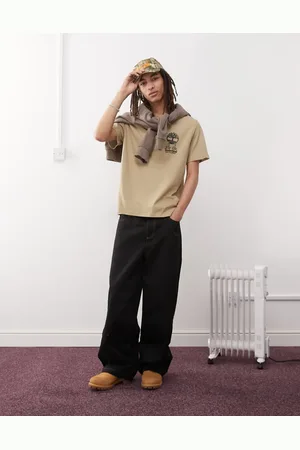 Timberland Beige T-shirt med markant logoprint på brystet-Neutral