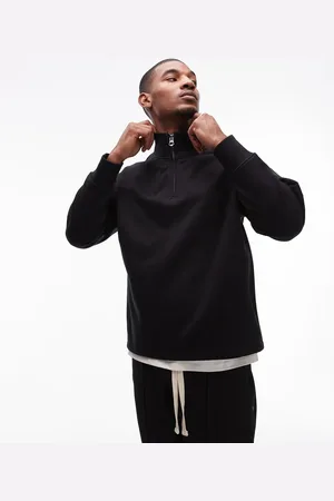 Topman Premium - oversized sweatshirt i kraftigt stof med 1/4 lynlås