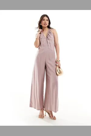 ASOS Lilla halterneck-jumpsuit med V-hals og dyb udskæring