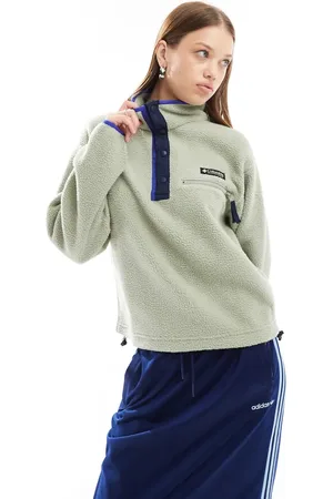 Columbia Helvetia II - Safarigrøn cropped fleece-trøje med halv knapstolpe med trykknapper