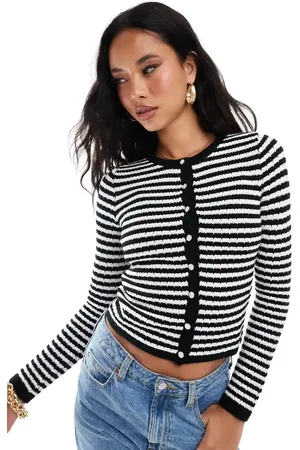 In The Style Tætsiddende cardigan med knapper og -Multifarvet