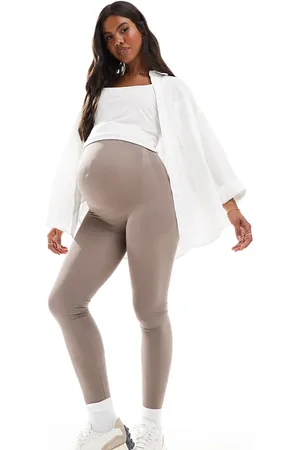 Mama;licious Mamalicious Maternity - Gråbrune og sømløse leggings-Neutral