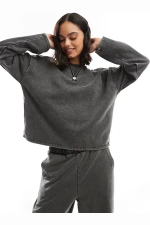 ONLY Vasket grå sweatshirt med rund hals - Del af sæt