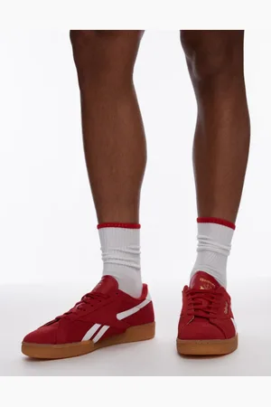 Reebok Club C Grounds - Røde ruskindssko med gummisål