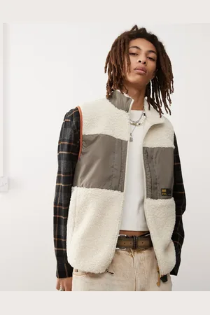 Vans Trevor - Havrefarvet vest i imiteret lammeskind-Hvid