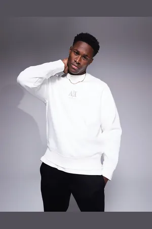 Armani Exchange Offwhite sweatshirt med centralt logo-Hvid