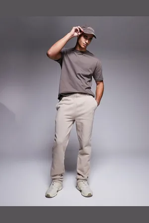 ASOS Premium - Beige joggingbukser med lige ben i kraftigt stof på 400 gsm-Neutral