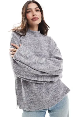 ONLY Grå vamset løstsiddende sweatshirt med høj hals-Grøn