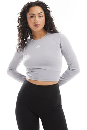 adidas Adidas Training - Train Essentials - Grå croptop med lange ærmer
