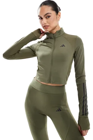 adidas Adidas - Training Hyperglam - Olivengrøn overdel med fuld lynlås