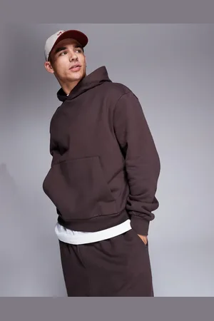 ASOS Premium - Brun og oversized hættetrøje med firkantet pasform i kraftigt stof på 400 gsm